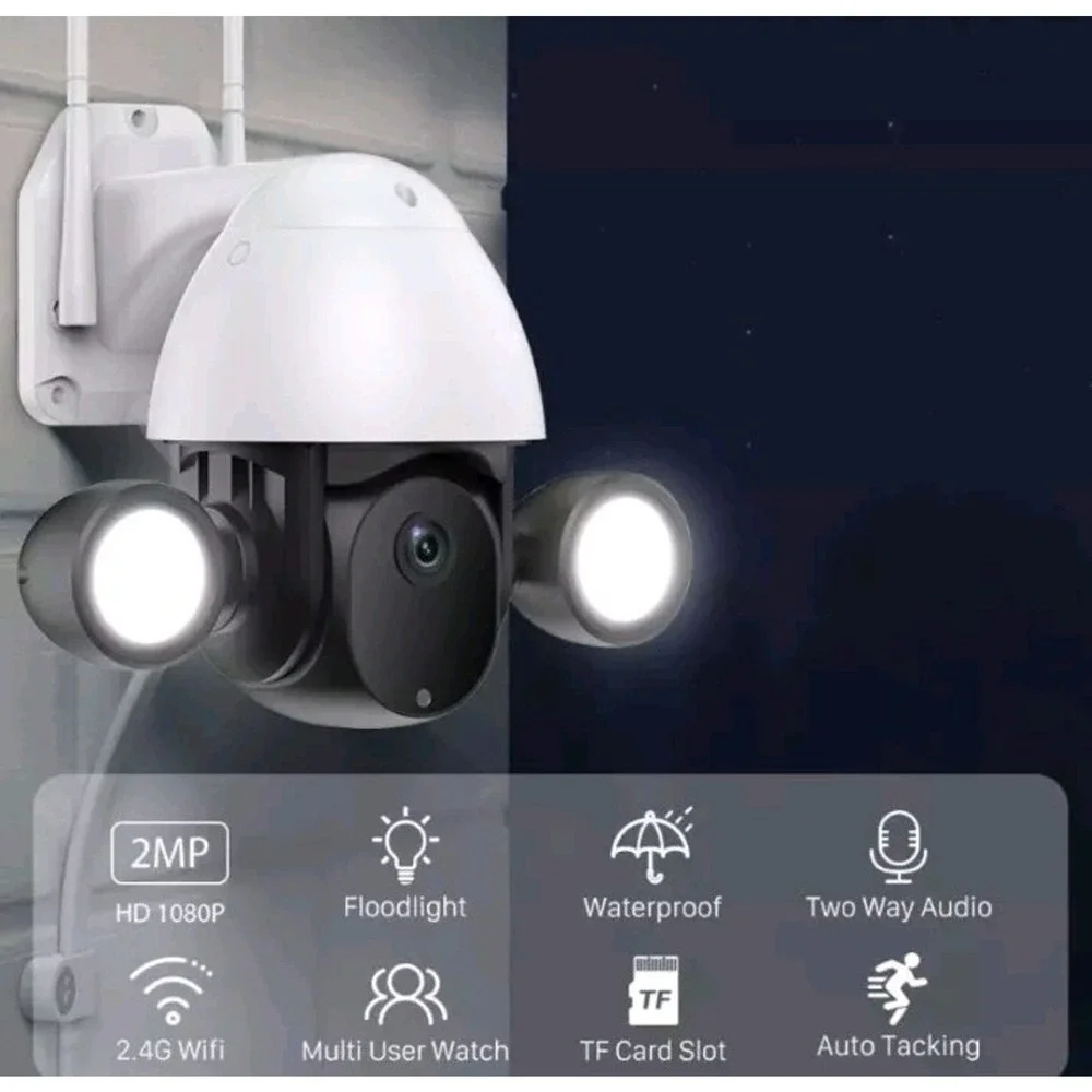 3MP Smart Camera WiFi Floodlight Security Camera Outdoor‎ Video Surveillance